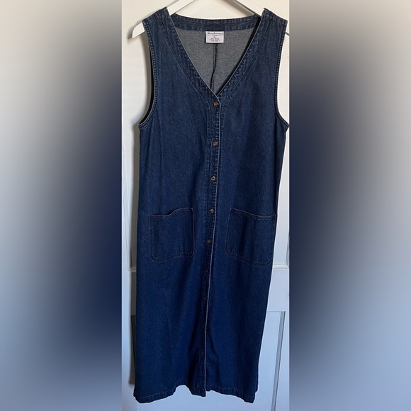 Petite Long Denim Button Down Dress - Picture 2 of 3